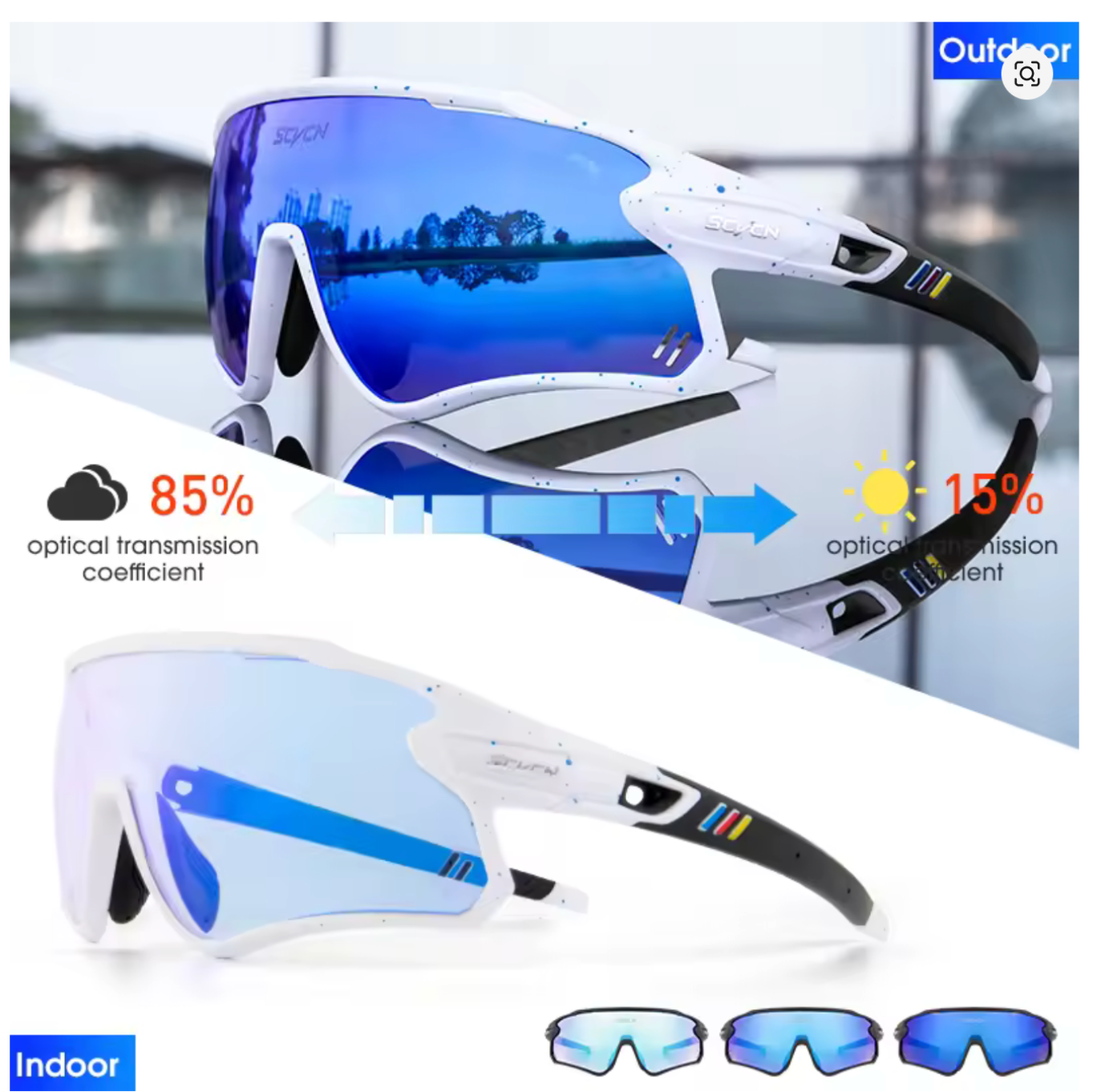 Lentes Color Azul Marco Blanco